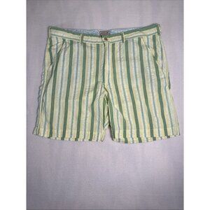 WASHED STONED & BEATEN VINTAGE Mens Striped Flat Front Shorts 42 100% Cotton